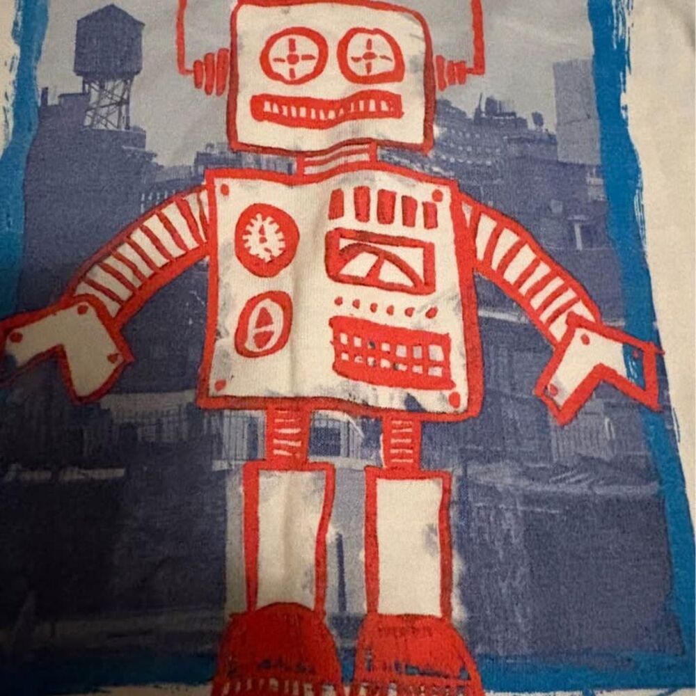 H & M long sleeve Robot white tee. Size 4-6